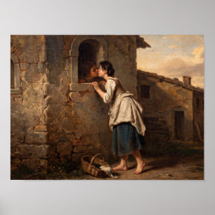 Gestohlener Kuss am Cottage-Fenster Poster
