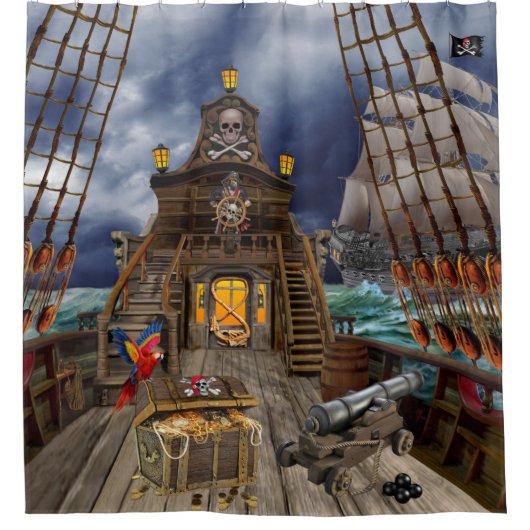 GESTOHLENER PIRATEN-SCHATZ DUSCHVORHANG (Vorderseite)