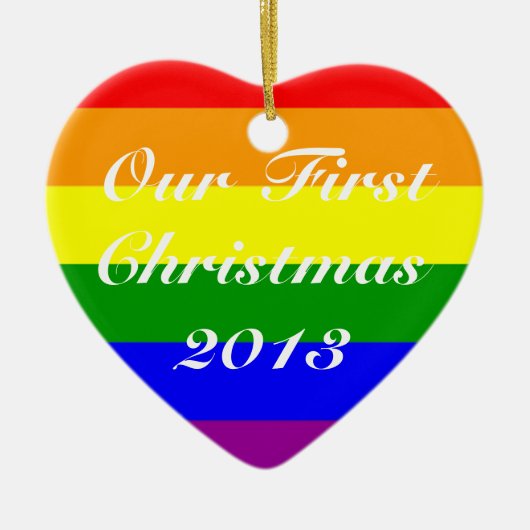 Gestohlenes Datum Gay Verheiratet Couple First Chr Keramik Ornament (Vorne)