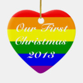 Gestohlenes Datum Gay Verheiratet Couple First Chr Keramik Ornament (Hinten)