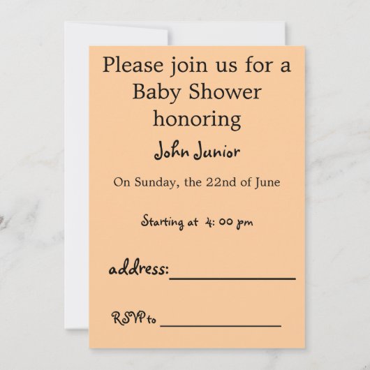 Gestopfte Tiere Babydusche Einladung (Rückseite)