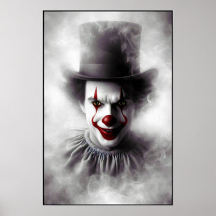 Gestörter Vintage-Clown mit einem finsteren Lächel Poster