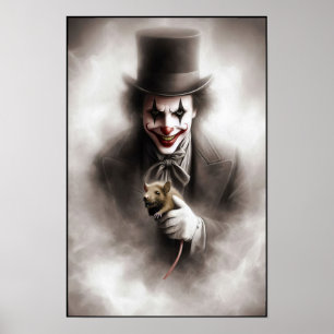 Gestörter Vintage-Clown mit einem finsteren Lächel Poster