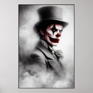 Gestörter Vintage-Clown mit einem finsteren Lächel Poster