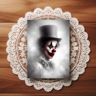 Gestörter Vintage-Clown mit einem finsteren Lächel Postkarte