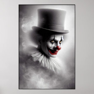 Gestörter Vintage-Clown mit einem unheimlichen Läc Poster