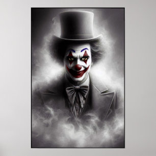 Gestörter Vintage-Clown mit einem unheimlichen Läc Poster