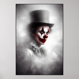 Gestörter Vintage-Clown mit einem unheimlichen Läc Poster