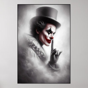 Gestörter Vintage-Clown mit einem unheimlichen Läc Poster
