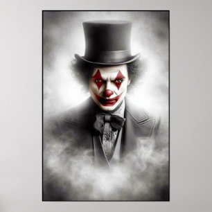 Gestörter Vintage-Clown mit einem unheimlichen Läc Poster