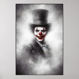 Gestörter Vintage-Clown mit einem unheimlichen Läc Poster