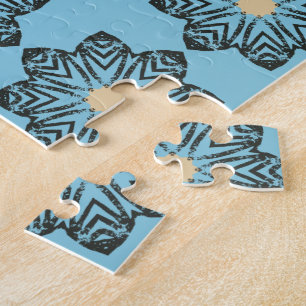 Gestörtes geometrisches Blumenmedaillon-Muster Puzzle