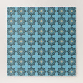 Gestörtes geometrisches Blumenmedaillon-Muster Puzzle (Vertikal)
