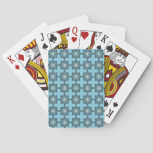 Gestörtes geometrisches Blumenmedaillon-Muster Spielkarten