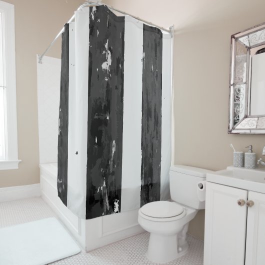 gestörtes Schwarz und Weiß Duschvorhang (Beispiel)