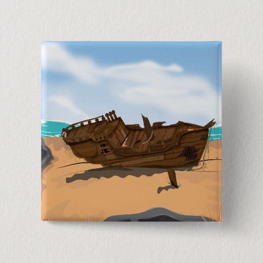Gestrandetes Schiffswrack Button (Vorderseite)