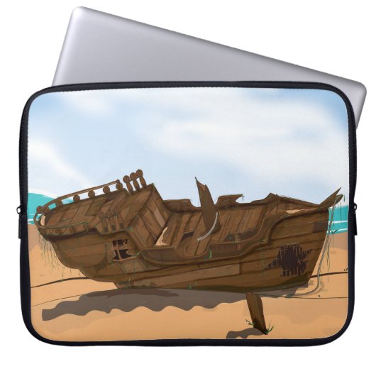 Gestrandetes Schiffswrack Laptopschutzhülle (Vorderseite)