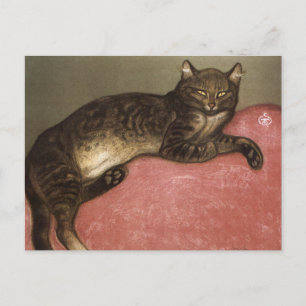 Gestreckte Katze auf Sofa - von Theophile Steinlen Postkarte