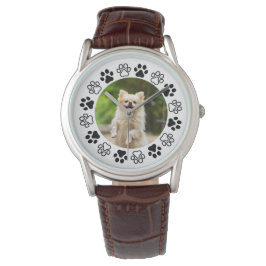 Gestreifbarer Hundeportrait Armbanduhr
