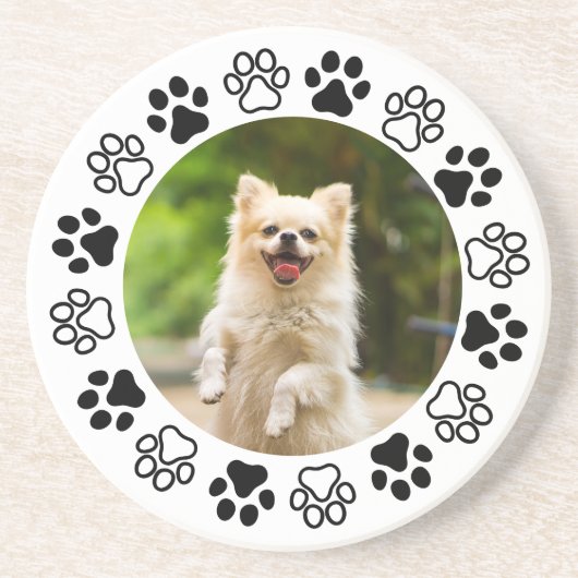 Gestreifbarer Hundeportrait Getränkeuntersetzer (Vorne)