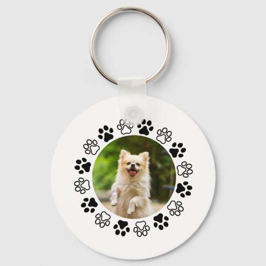 Gestreifbarer Hundeportrait Schlüsselanhänger (Vorderseite)