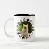 Gestreifbarer Hundeportrait Zweifarbige Tasse (Links)