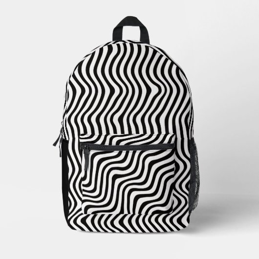 gestreift B&W Bedruckter Rucksack (Vorderseite)
