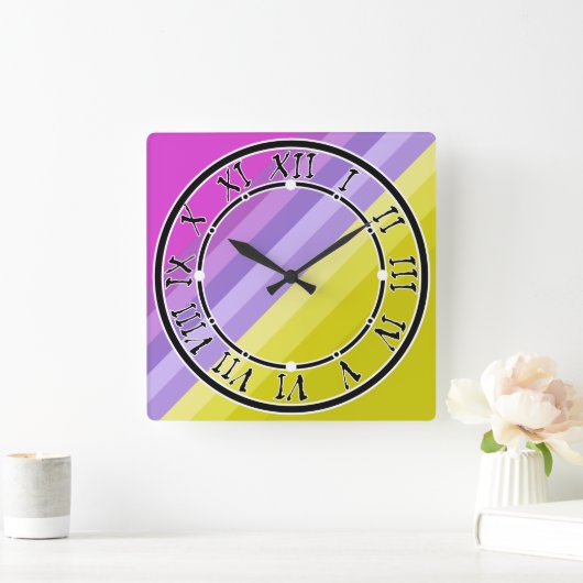 gestreift, hell quadratische wanduhr (Zuhause)