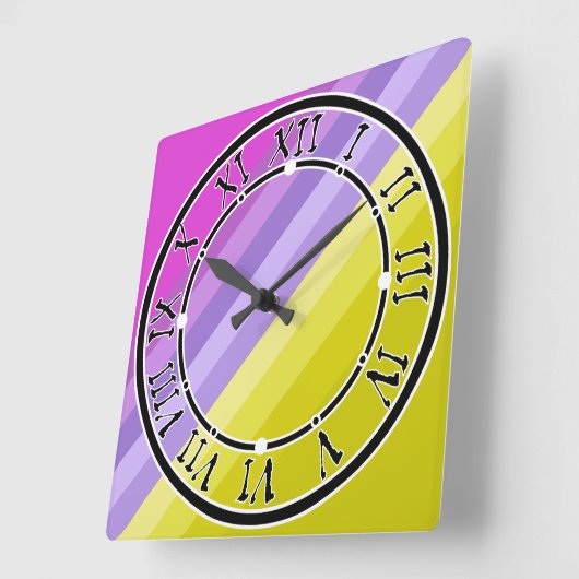 gestreift, hell quadratische wanduhr (Winkel)