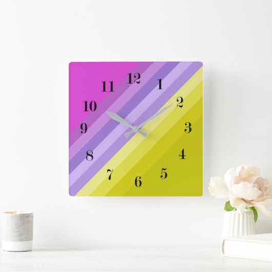 gestreift, hell quadratische wanduhr (Zuhause)