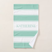 Gestreift Hellteal und Weiß Badhandtuch Set (Handtuch)