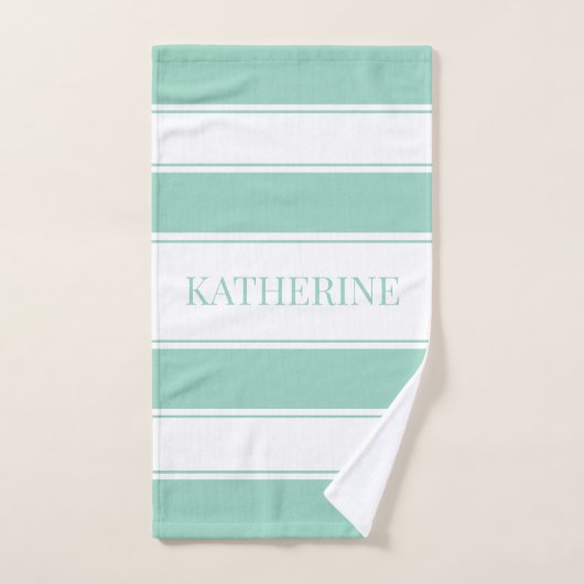 Gestreift Hellteal und Weiß Badhandtuch Set (Handtuch)