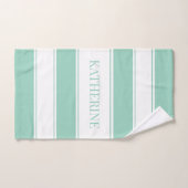 Gestreift Hellteal und Weiß Badhandtuch Set (Handtuch)