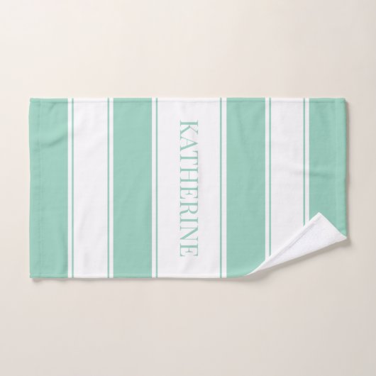 Gestreift Hellteal und Weiß Badhandtuch Set (Handtuch)