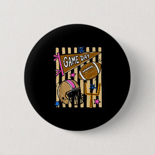 Gestreift lustiger Herbst-Footballsaison Spieltag Button