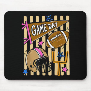 Gestreift lustiger Herbst-Footballsaison Spieltag  Mousepad