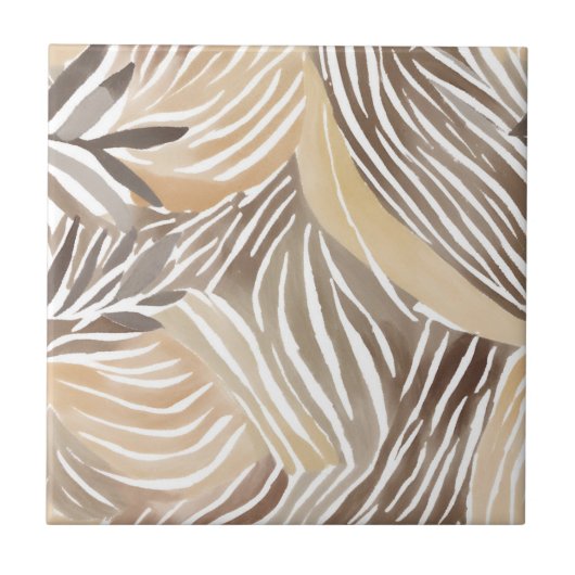 Gestreift Modern Neutral Beige Einfach Fliese (Vorderseite)