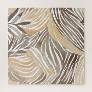 Gestreift Modern Neutral Beige Einfach Puzzle