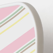 Gestreift Rosa Gelb Grün Weiß Hellbraun Monogramm Pickleball Schläger (Linke Seite)