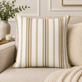 Gestreift Vertikal Beige + Dunkelbraun + Weiß Eleg Kissen