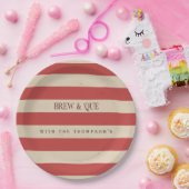 Gestreift Vintage Rot/Beige | Brew & 'Que Personal Pappteller (Party)