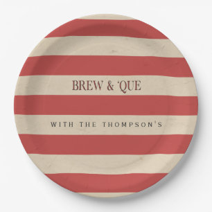Gestreift Vintage Rot/Beige Brew & 'Que Personal Pappteller