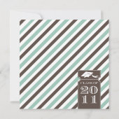Gestreifte Abschluss-Mitteilungs-Schablone Einladung (Rückseite)