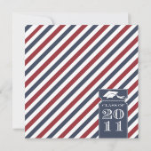 Gestreifte Abschluss-Mitteilungs-Schablone Einladung (Rückseite)