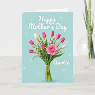 Gestreifte Aqua-Blumenstrauß-Karte Karte