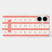 Gestreifte Aquarell-Kirschen Monogramm Case-Mate iPhone Hülle (Rückseite (Horizontal))
