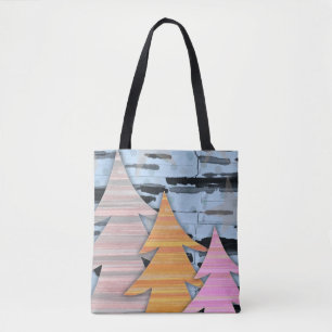 Gestreifte Bäume Winterlandschaftsszene Tasche
