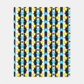 Gestreifte blaue gelbe Sternmusterdesign Fleecedecke (Vorderseite)