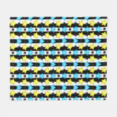 Gestreifte blaue gelbe Sternmusterdesign Fleecedecke (Vorderseite (Horizontal))