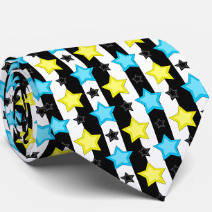 Gestreifte blaue gelbe Sternmusterdesign Krawatte